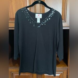 Quacker Factory Sequin 3/4 Sleeve Blouse